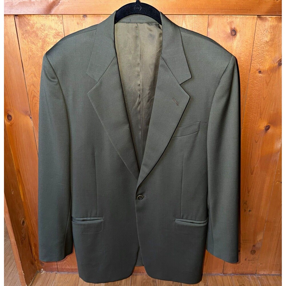 Canali Proposta 100% Wool Green Blazer Jacket Mens US 38R/EU 48R Single Button